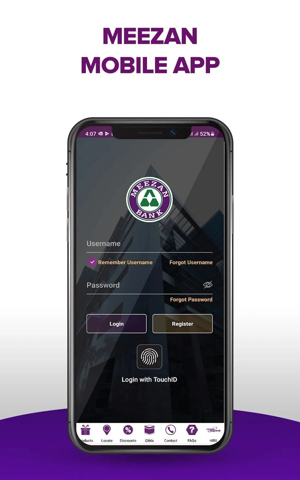 Meezan Mobile App biometric login